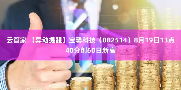 云管家 【异动提醒】宝馨科技（002514）8月19日13点40分创60日新高