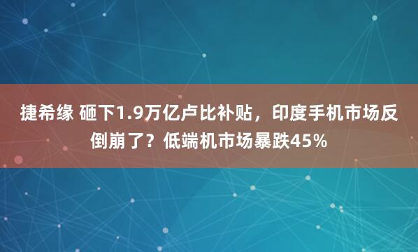 捷希缘 砸下1.9万亿卢比补贴，印度手机市场反倒崩了？低端机市场暴跌45%